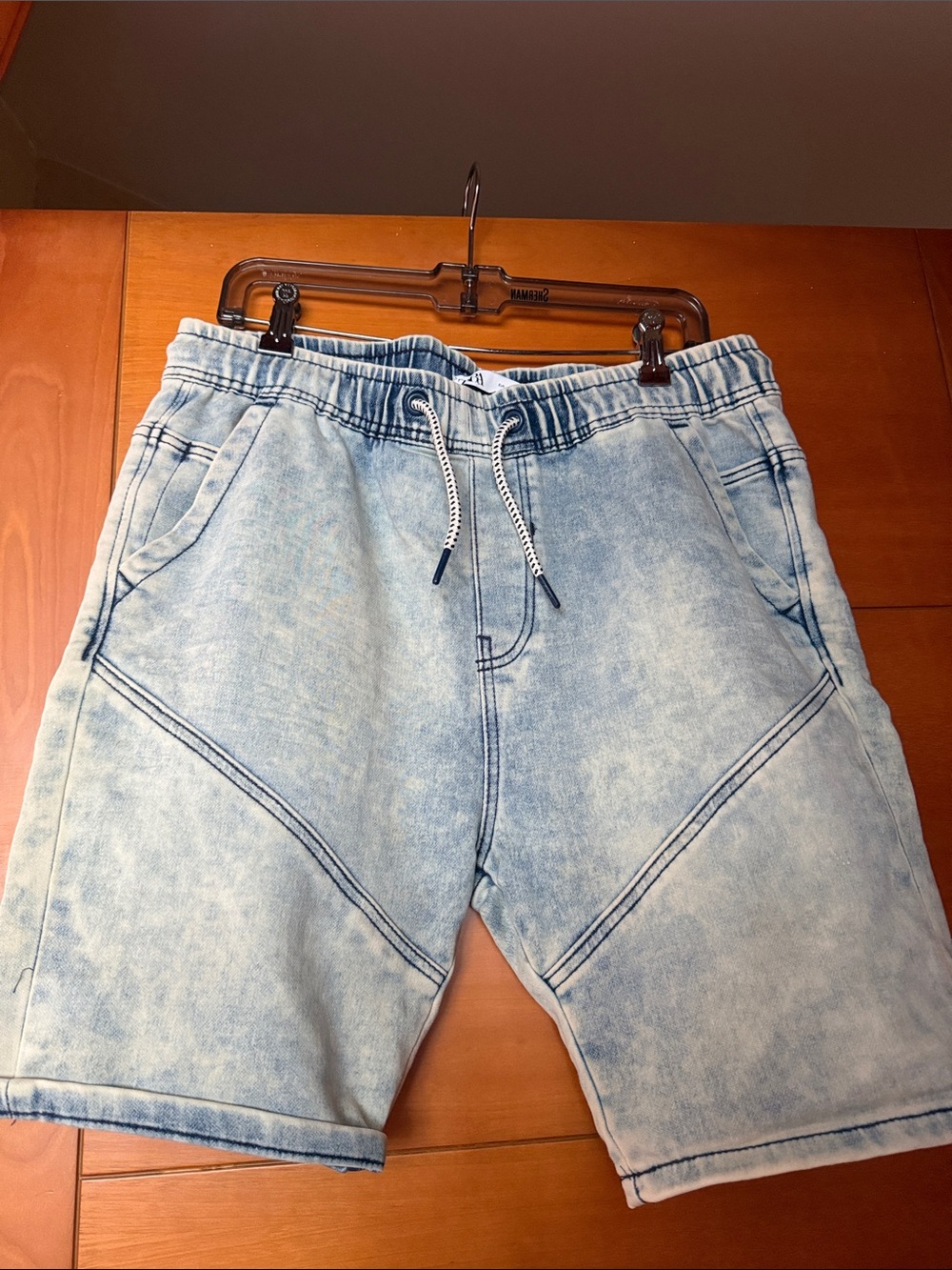 Zara Light Blue Washed Drawstring Men's Shorts